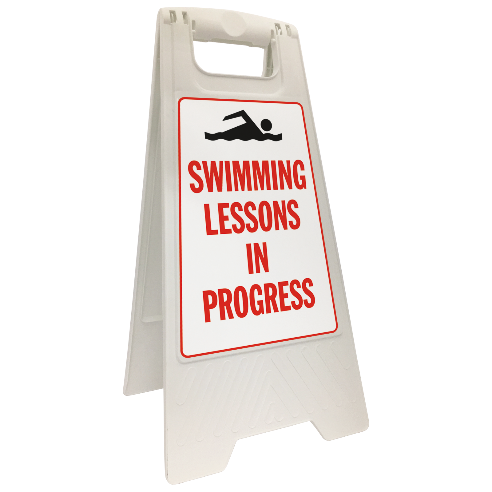 Swimming lessons in progress sign